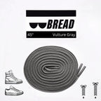 Gray elastic shoelace from Bread Vulture collection, featuring flexible, stretchable design for comfortable shoe fitting.