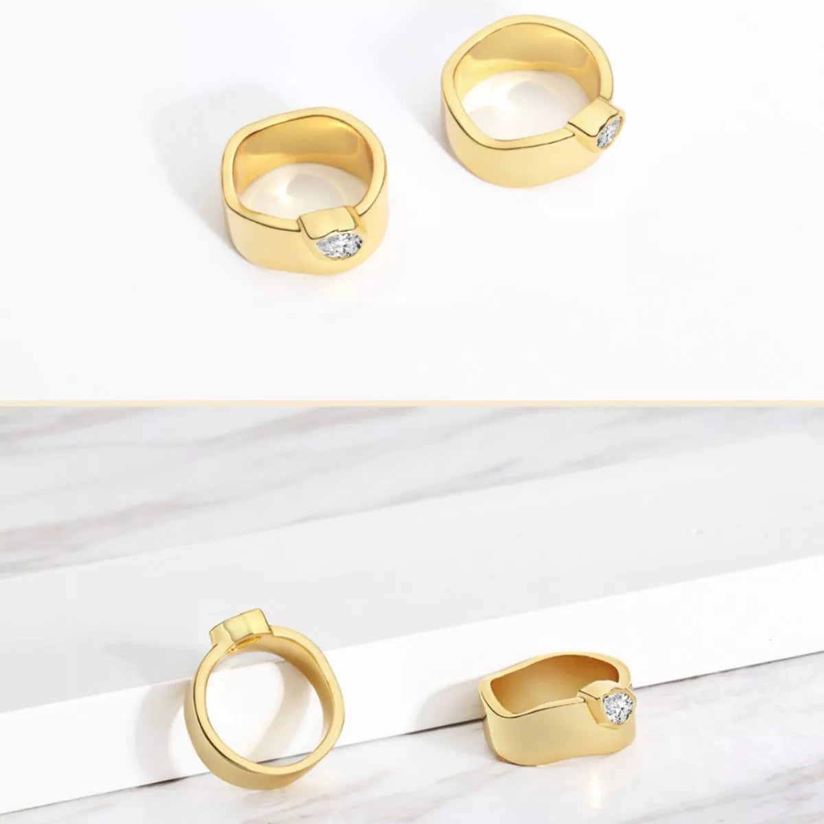 Elegant 18K gold-plated minimalist ring with sleek design, perfect for stylish jewelry collection.