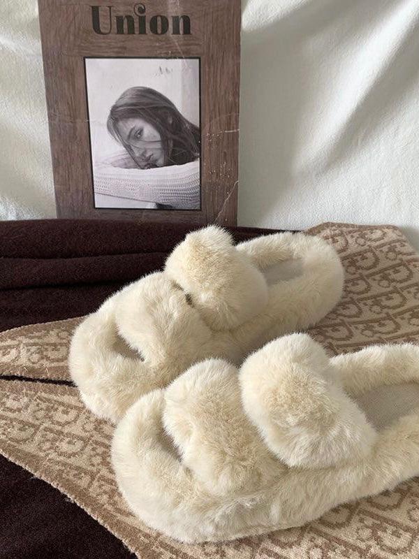 Furry Platform Slippers Plush Fashion Hub