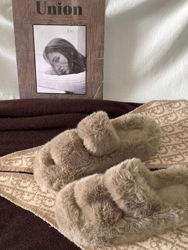 Furry Platform Slippers Plush Fashion Hub
