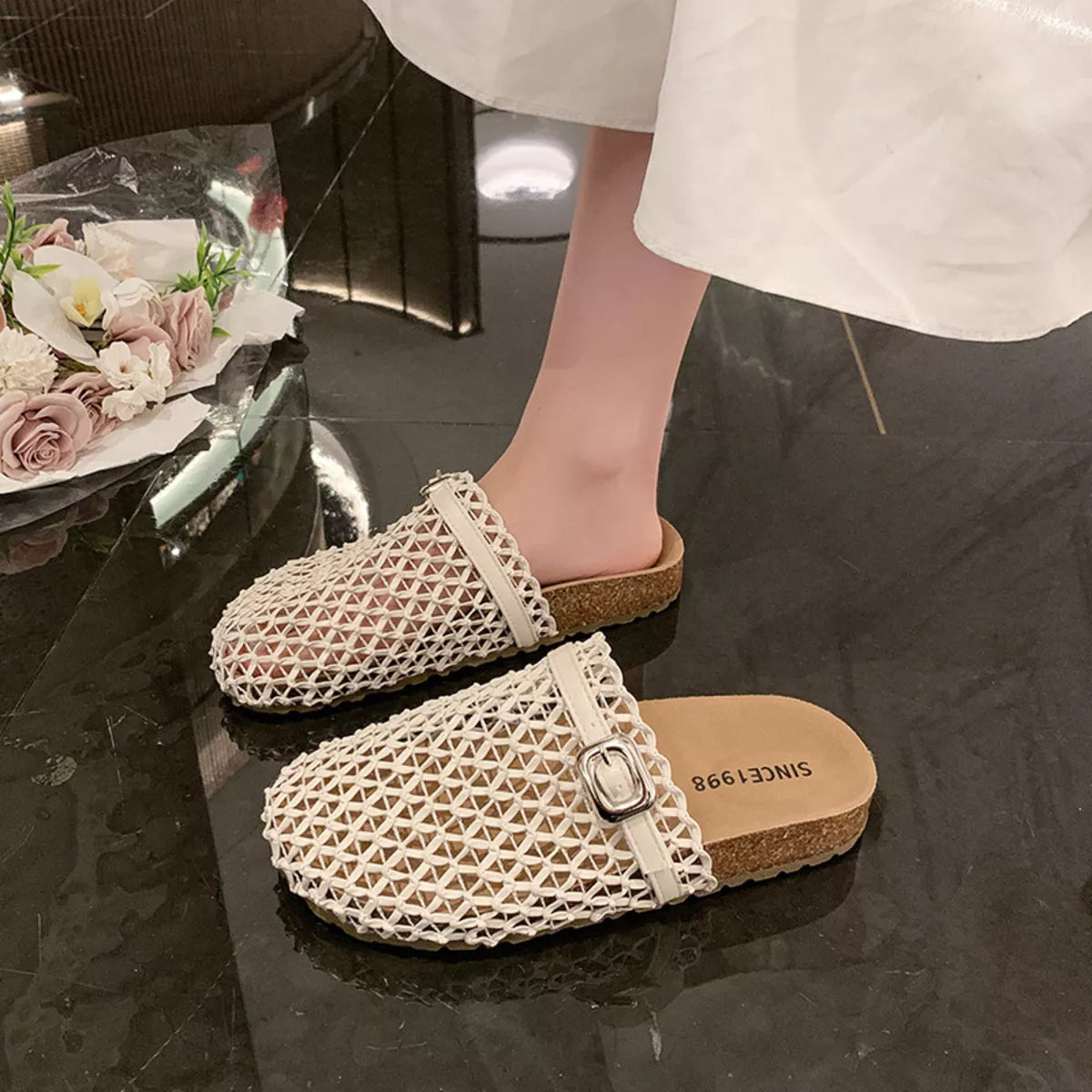 Breathable round toe sandals in stylish footwear design by Trendsi, showcasing open-toe style and comfortable summer footwear.