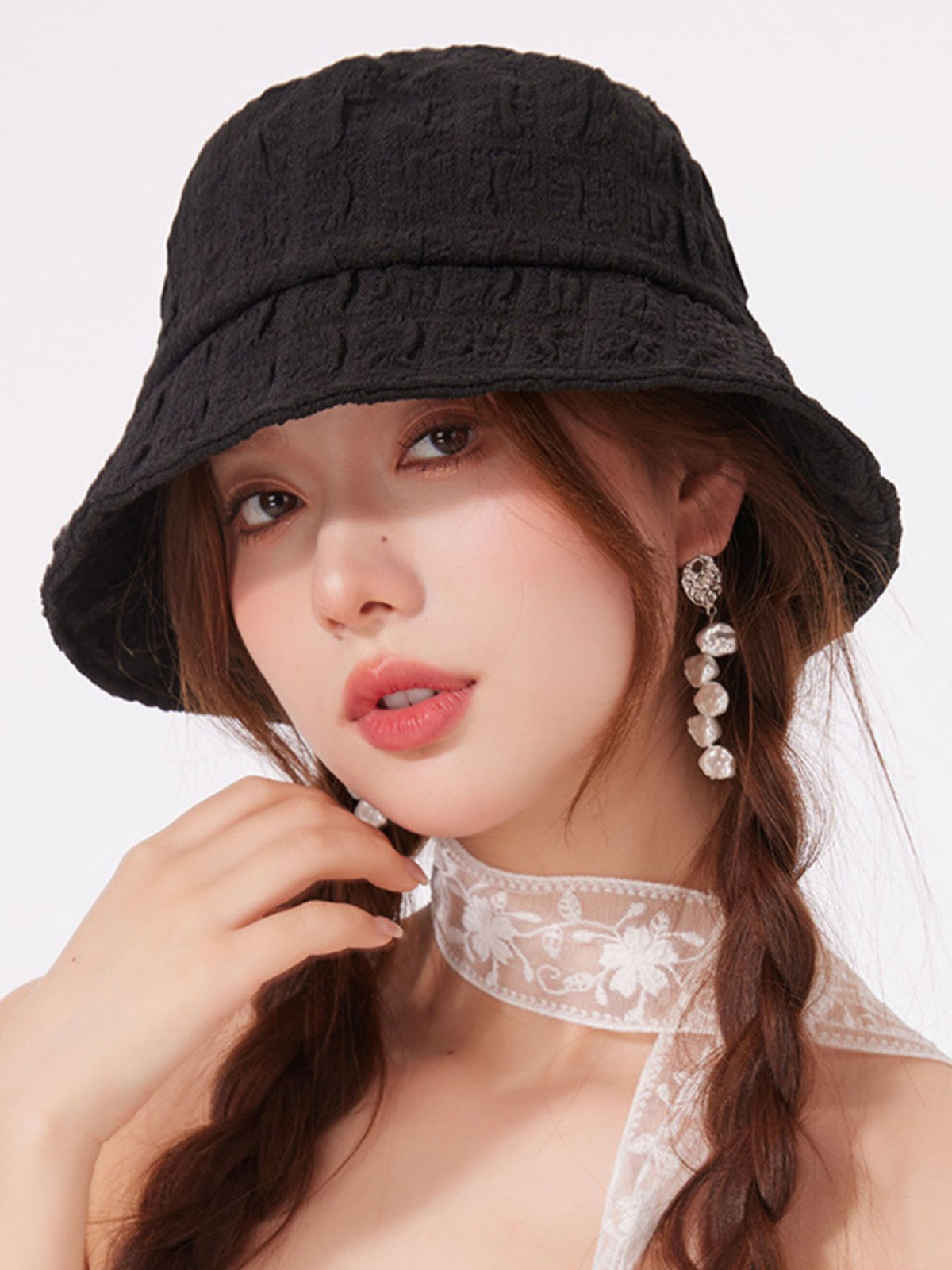 Women's lightweight textured summer bucket hat by Plush Fashion Hub, breathable casual sun hat for warm weather.