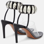 Eprolo clear buckle open-toe stilettos heels with transparent straps and sleek design, perfect for stylish evening wear.