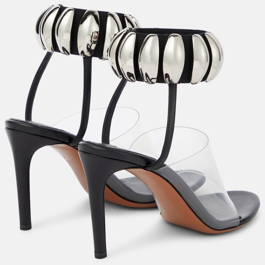 Eprolo clear buckle open-toe stilettos heels with transparent straps and sleek design, perfect for stylish evening wear.