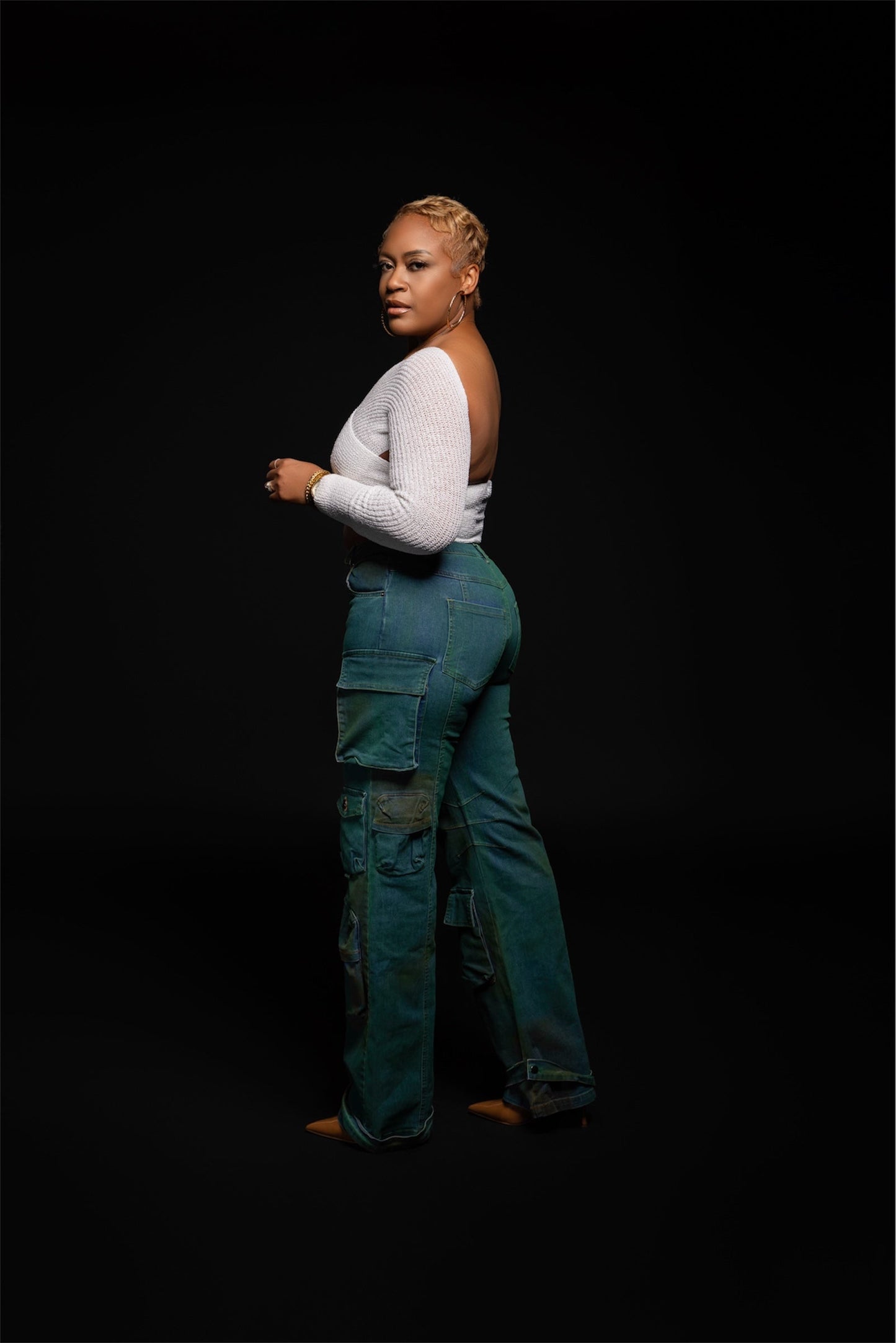 Iridescent Denim Cargo Jeans The Bella Noire Store