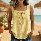 Women's square-neck sleeveless tank top with wide straps from Plush Fashion Hub, shown in a casual front view.