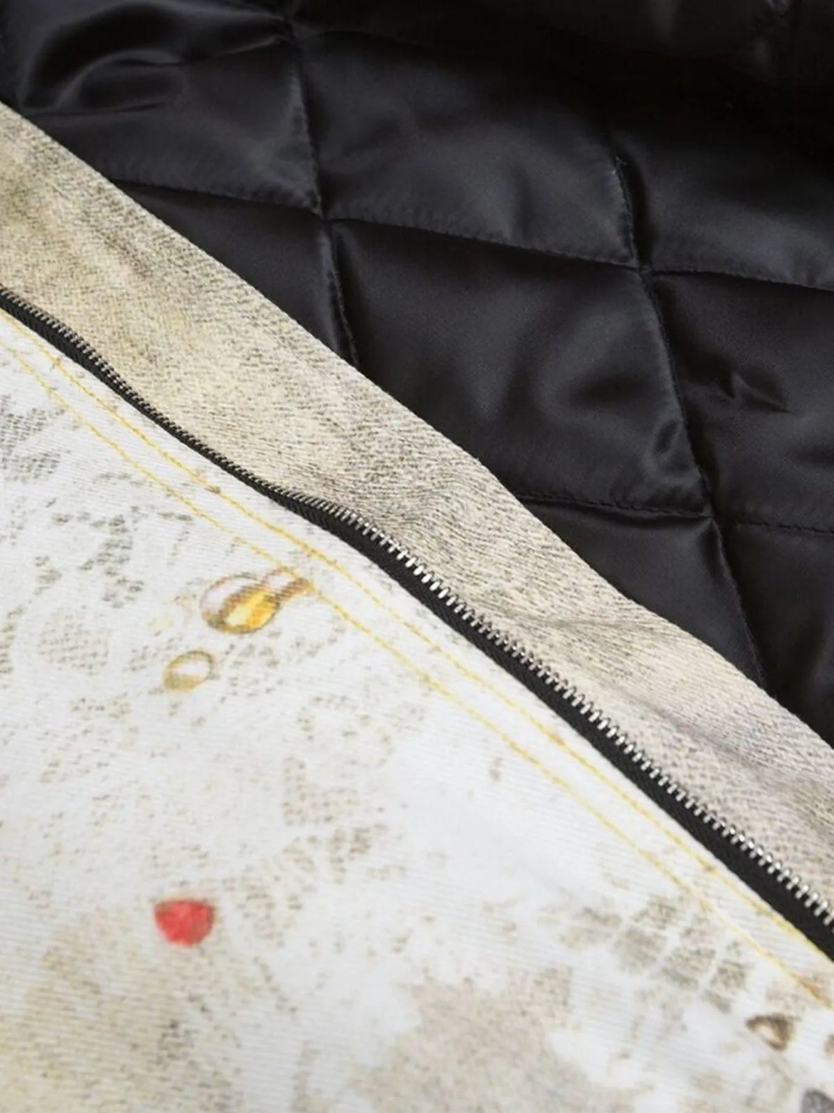 Men's distressed paint splatter zip-up jacket from Trendsi, featuring a casual outerwear design with a worn, artistic look.