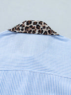 Women's leopard print short sleeve dress with contrast collar, stylish and lightweight, from Trendsi.