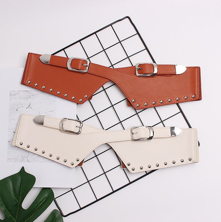 Women's Decorative Elastic Rivets, Wide BeltsTransform any outfit with our Women's Belts. Made with durable PU material, these simple yet stylish belts feature elastic waist closure and decorative rivets for a BeltsPlush Fashions ShopPlush Fashion Shop