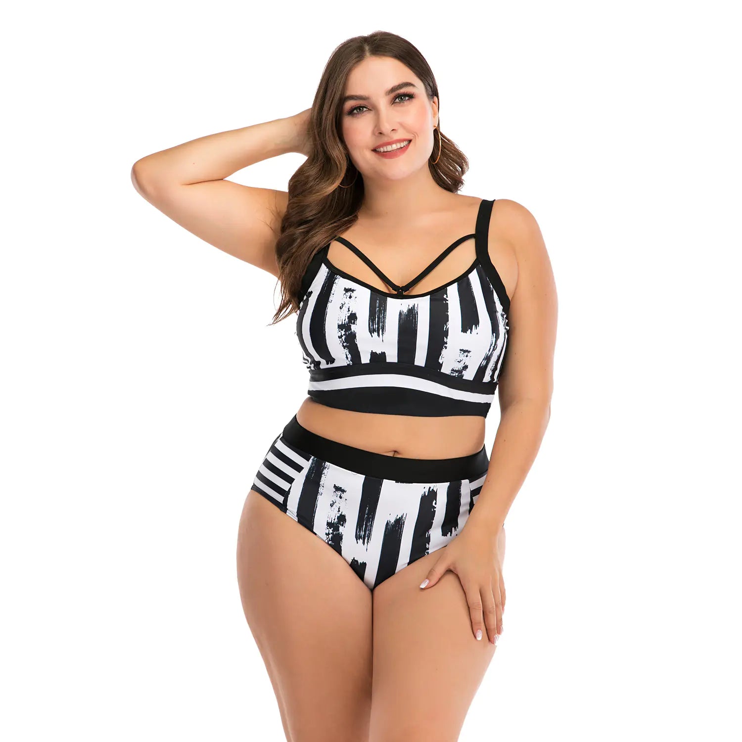 Plus size women's sexy bikini swimwear with vibrant colors and stylish design, perfect for summer beach outings.