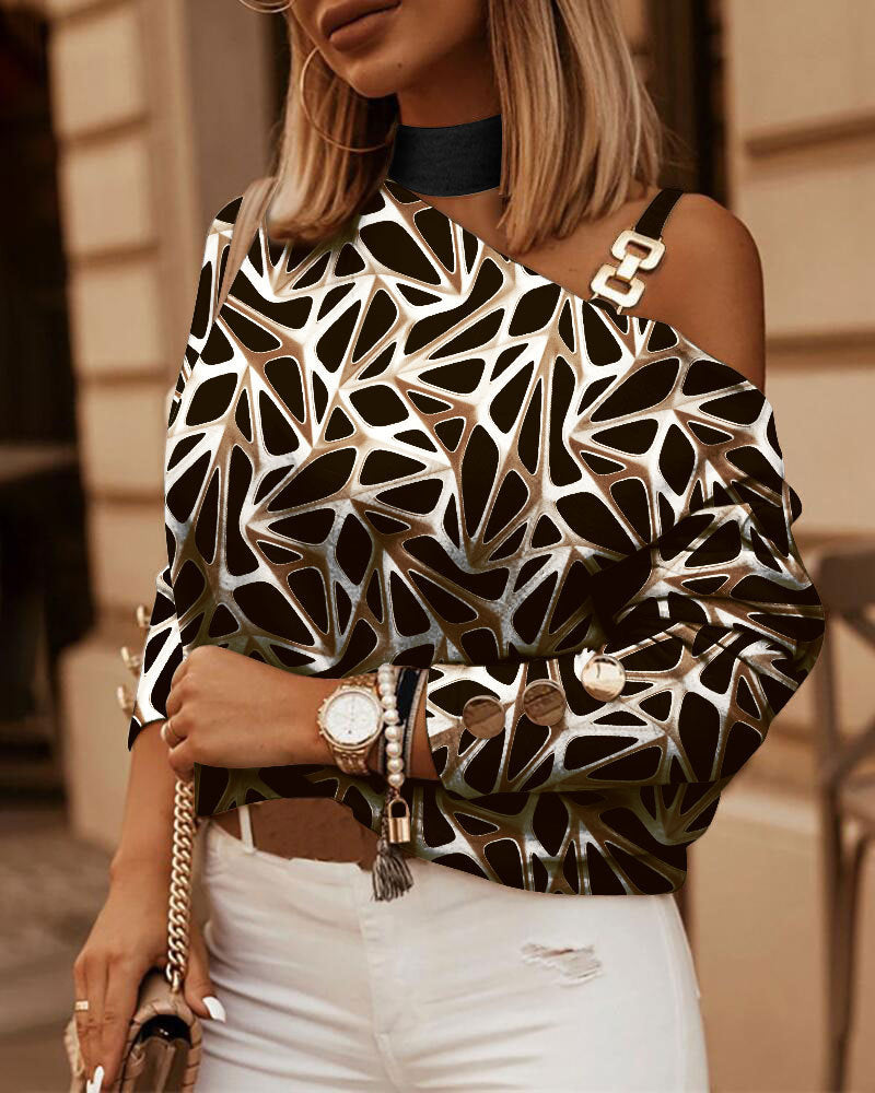 Women's elegant zip-front blouse from FitiqueFit, casualwear style, shown in a close-up image highlighting the neckline and zipper detail.