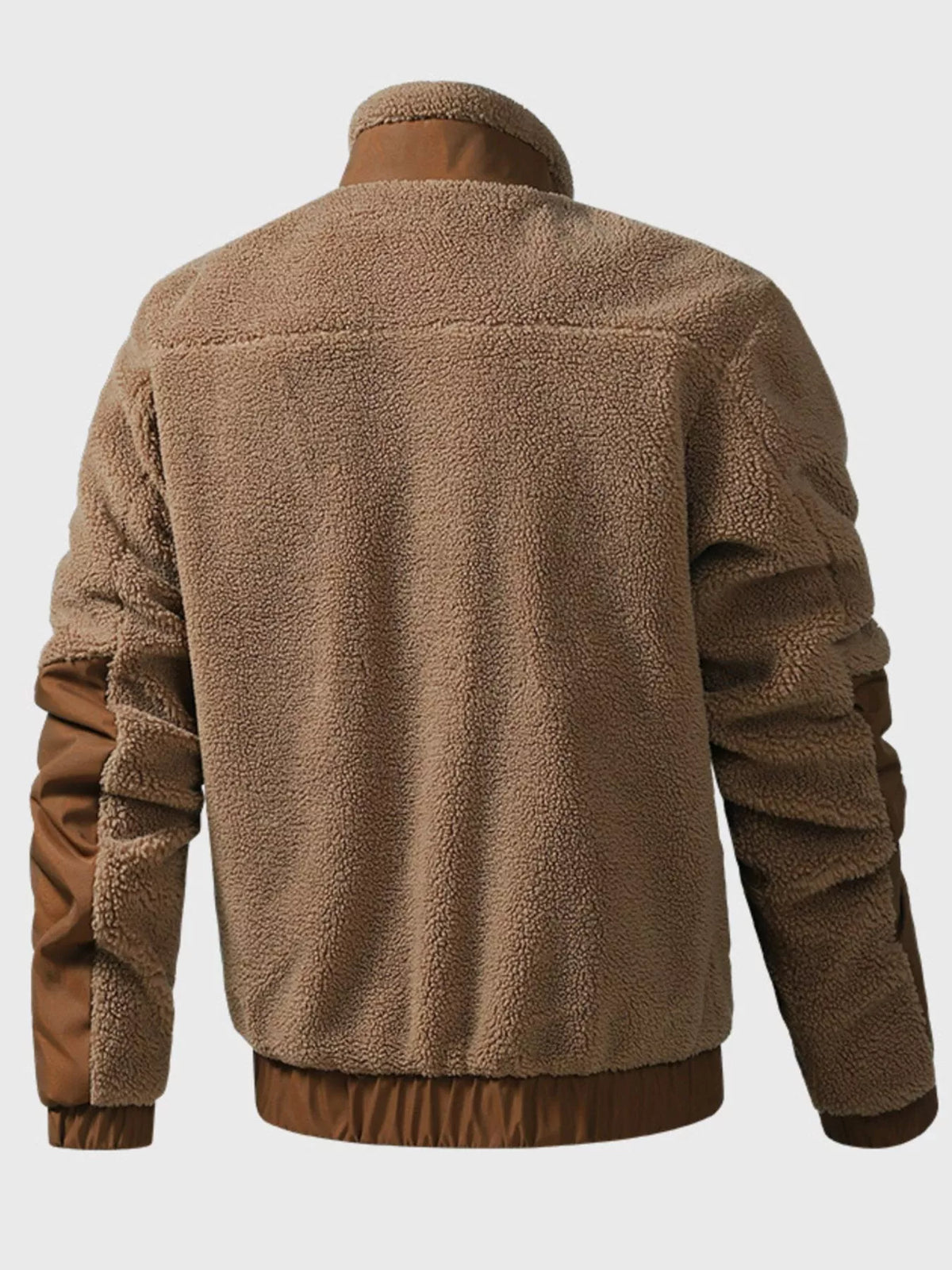 Men's Sherpa fleece zip-up jacket by Simply Love, shown in dark grey with a cozy, textured sherpa lining and front zipper closure.