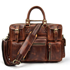 Pi-Mart men's leather shoulder bag and briefcase with laptop compartment, crafted from durable horse leather for professional use.