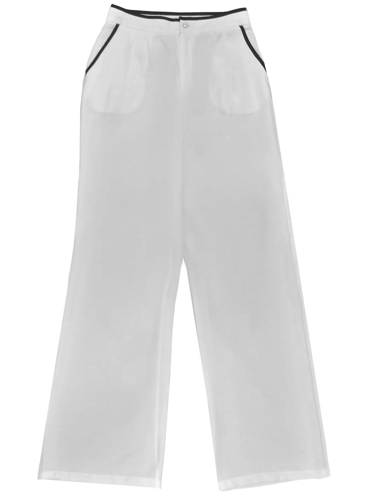 Contrast trim vest and wide-leg pants two-piece sweater set by Trendsi, featuring a stylish vest and matching pants.