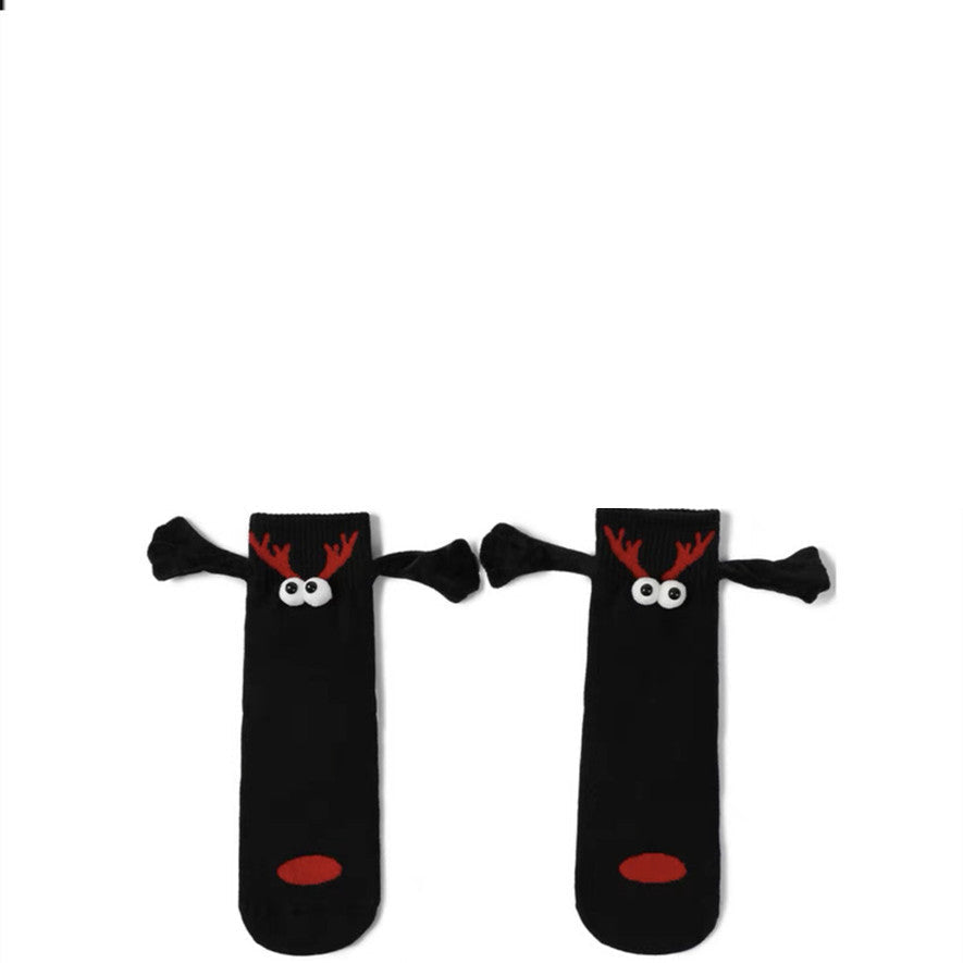 Couple Magnetic Handle Cute Hand Socks with festive design and strong magnetic grips.