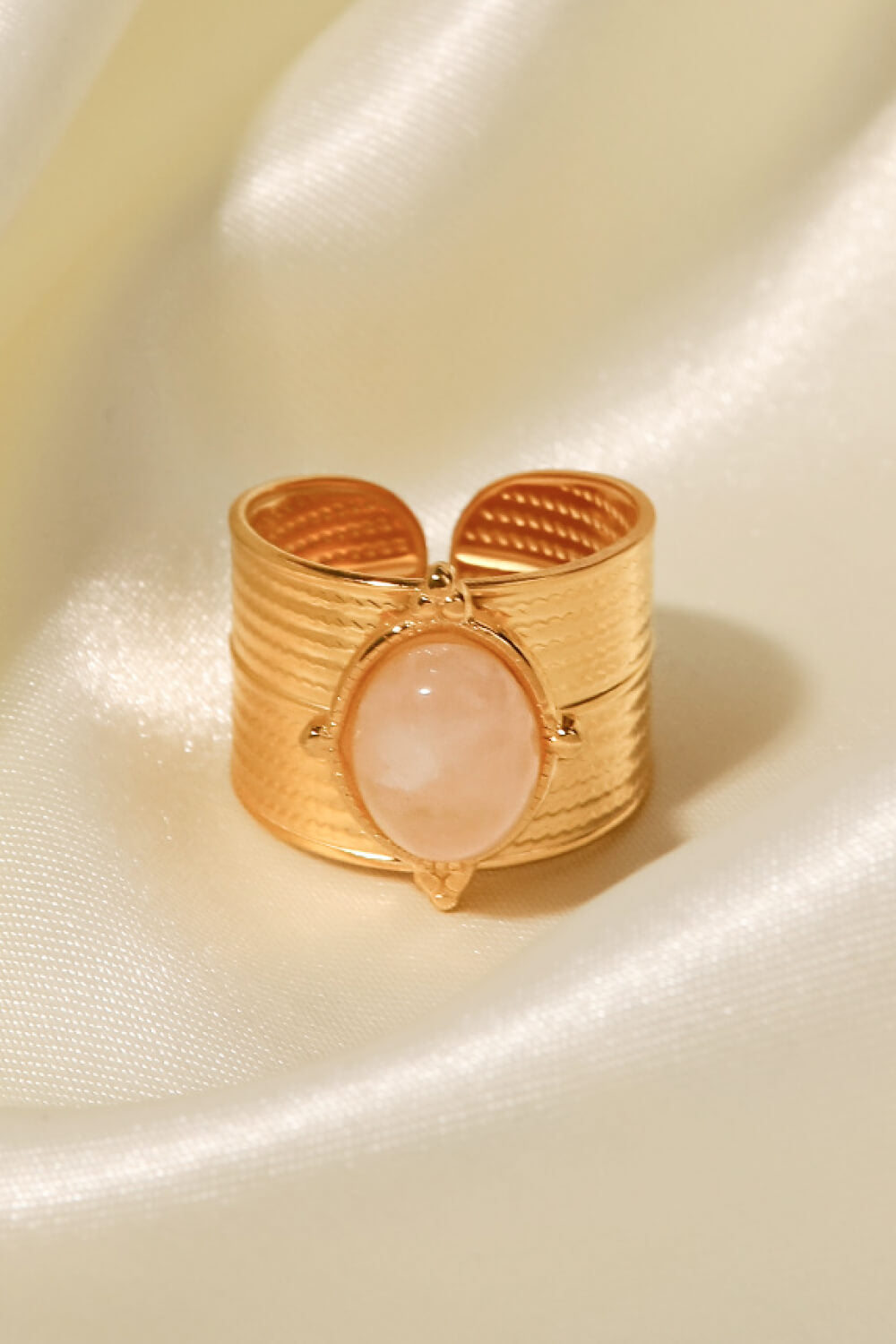 Gold-plated wide open ring from Plush Fashion Hub, showcasing a sleek and stylish design with a shiny 18K gold finish.
