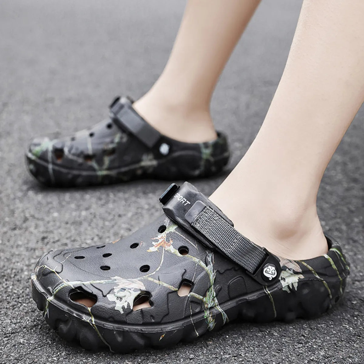 Men's printed round toe sandals from Plush Fashion Hub, featuring stylish design and comfortable footwear for casual wear.
