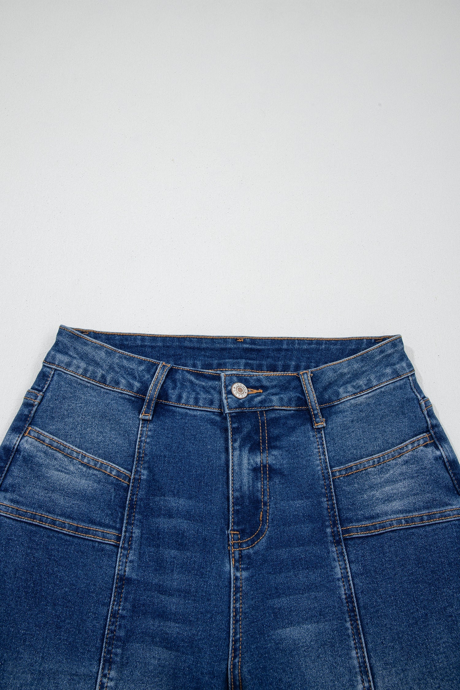 Light blue Yusra Seam Detail Shift Jeans by Threaded Pear with visible seam accents and classic fit.