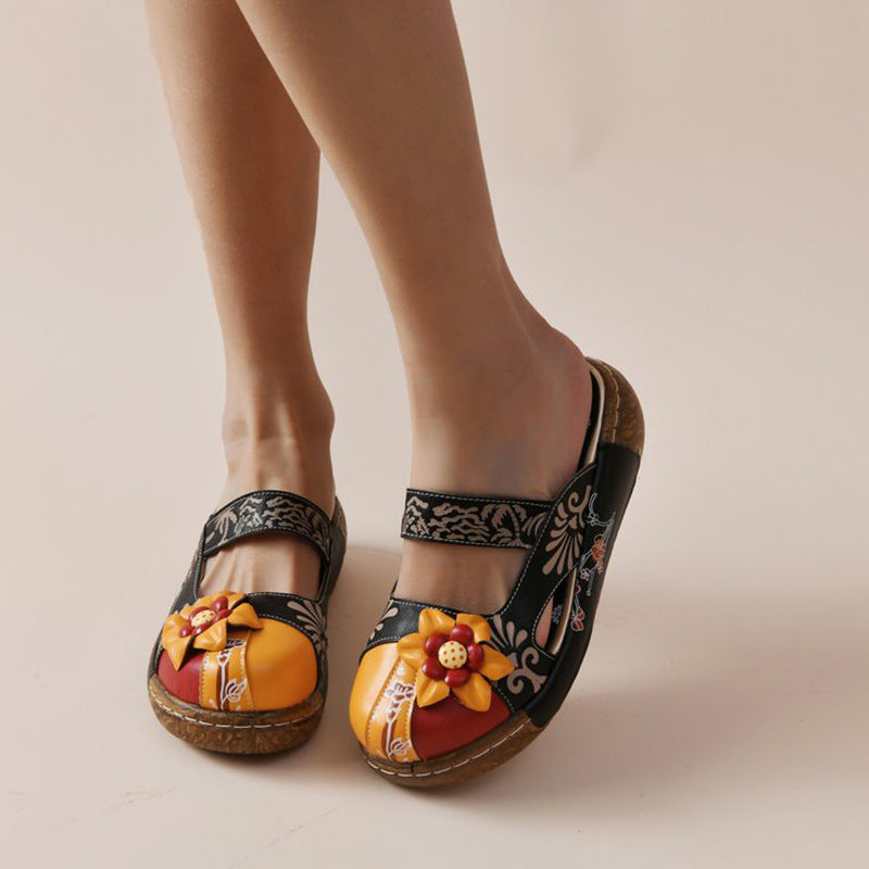 Colorful LadyShow.Store summer flat toe sandals with thick bottom, candy-colored design, perfect for European and American styles.