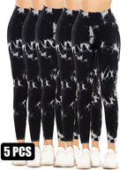 Set of five tie-dye cut-out activewear leggings by FitiqueFit, featuring vibrant patterns and stylish design for workout or casual wear.