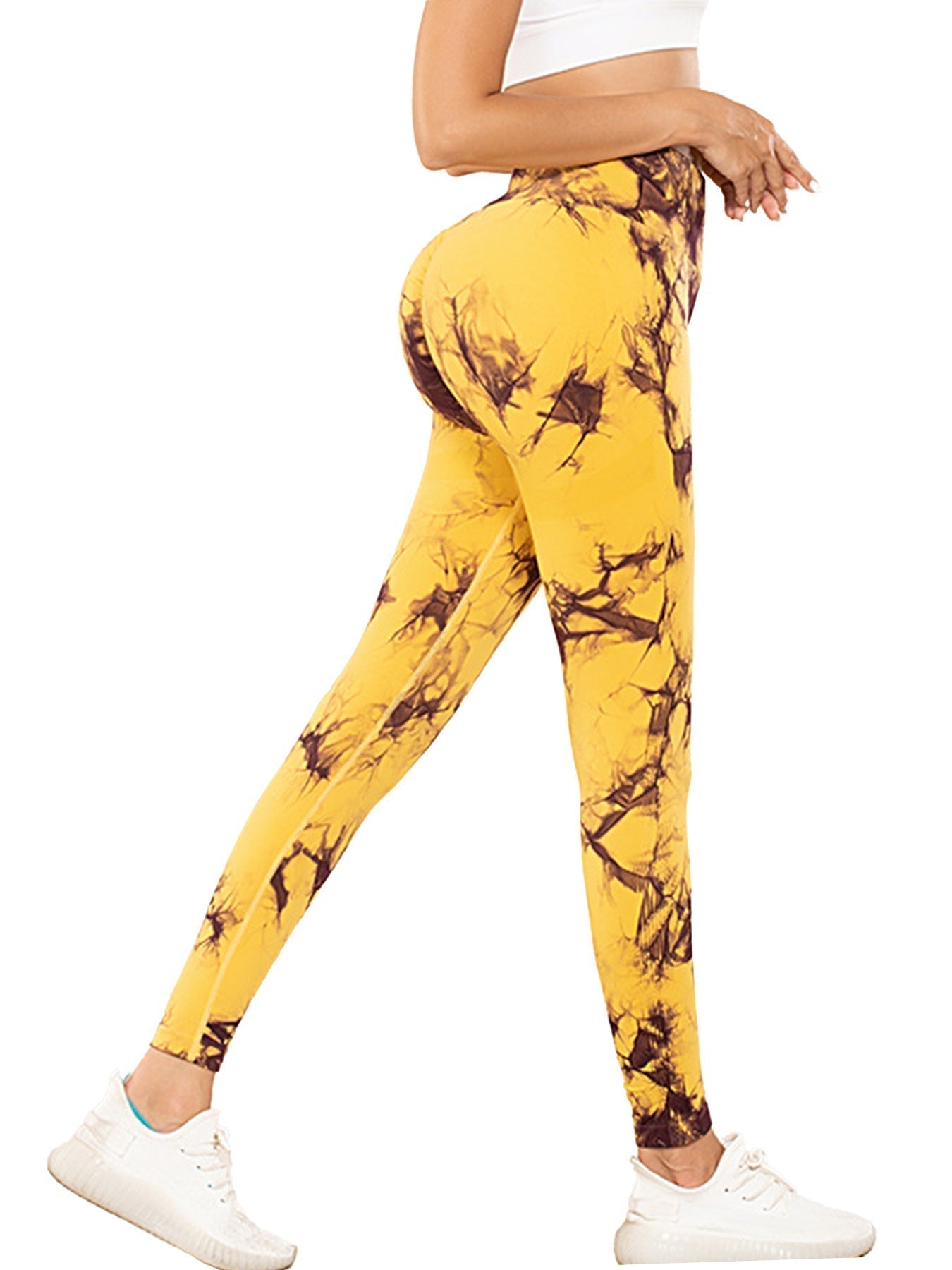 Set of five tie-dye activewear leggings with cut-out details from FitiqueFit, perfect for workouts and casual wear.
