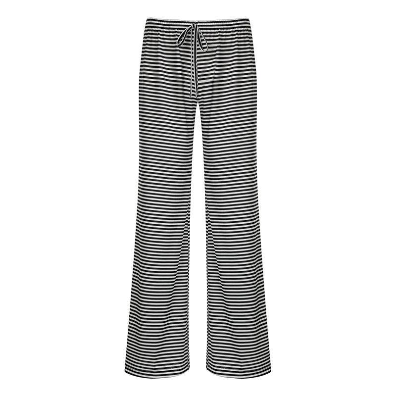 Women's Striped Fashion Casual  Home  Wide-leg PantsElevate your wardrobe with our Women's Striped Print Trousers! Made from high-quality polyester fiber, enjoy a comfortable and stretchy fit with a low waist design. PantsPlush Fashions ShopPlush Fashion Shop