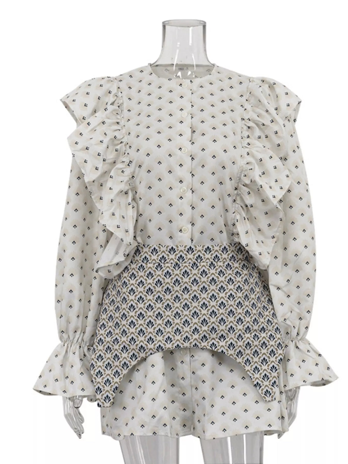 Floral print mini dress with ruffled details from Plush Fashion Hub, featuring a feminine and stylish design.