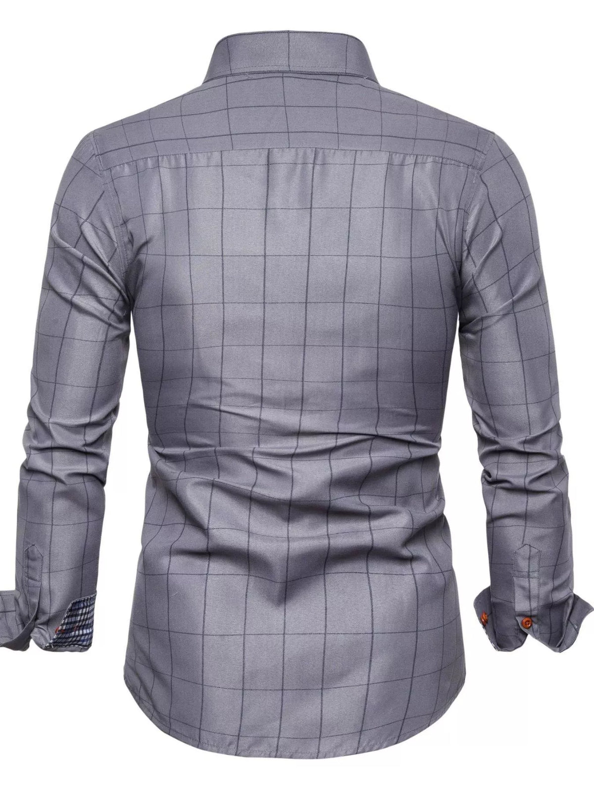 Men's plus size plaid button-down shirt by Plush Fashion Hub with classic checkered pattern and collar detail.