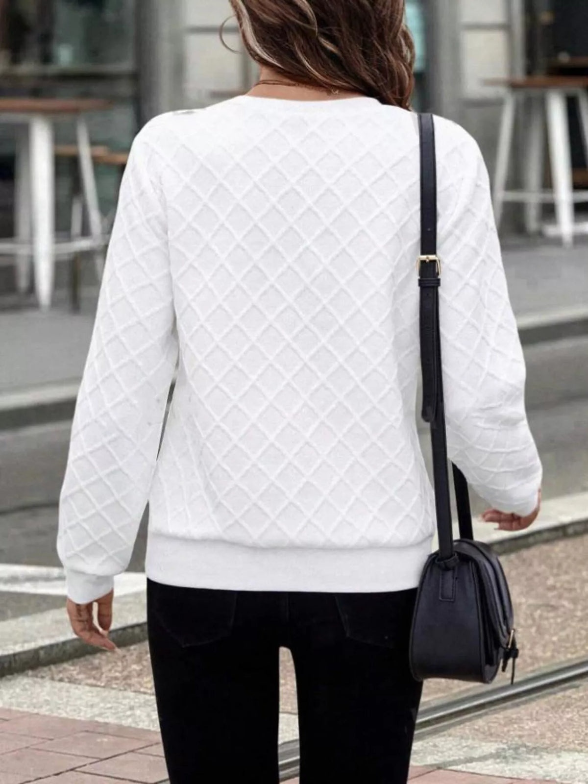 Textured quarter-zip sweatshirt in plush fabric from Plush Fashion Hub, showing the cozy, stylish design and soft material.