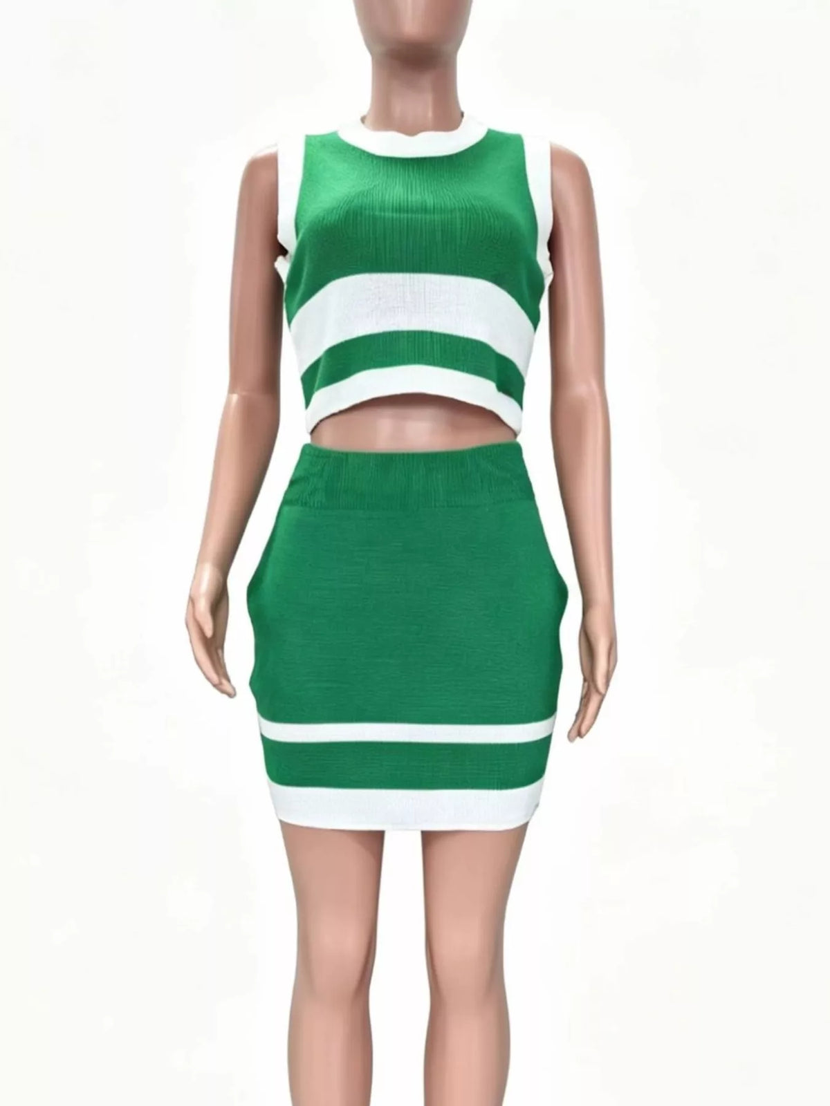 Contrast trim knit tank and skirt set by Plush Fashion Hub, featuring a coordinated two-piece outfit with stylish details.