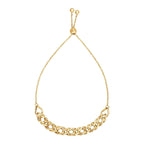 Adjustable 14k yellow gold chain bracelet with delicate links, stylish jewelry piece.