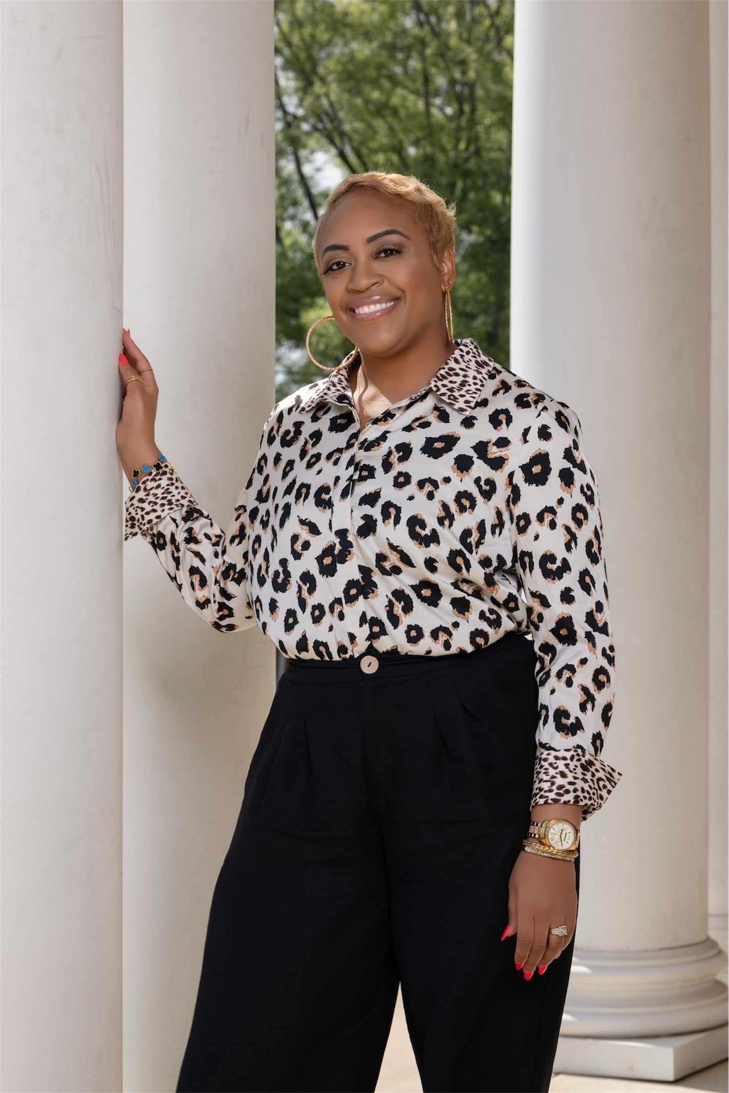 Leopard Luxe Satin Blouse The Bella Noire Store