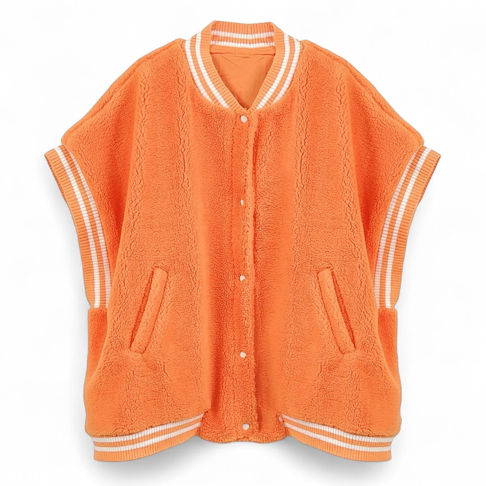 Oversized Sherpa Varsity Baseball Vest The House of Stylez