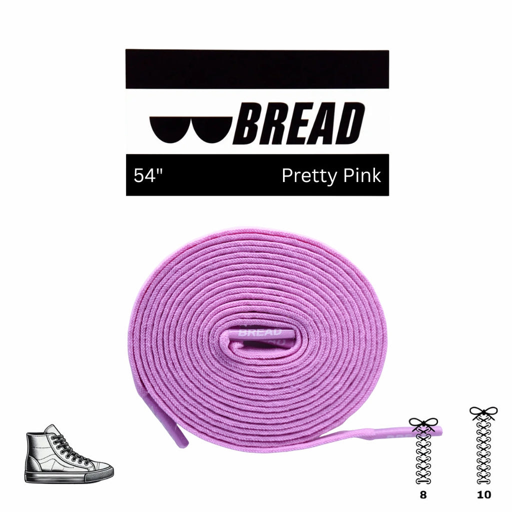 Pink elastic shoelace by Bread, showing a close-up of the stretchy, colorful laces designed for comfortable, secure fit.
