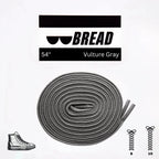 Gray elastic shoelace by Bread, Vulture Gray color, with rounded tips and secure elastic stretch for easy shoe fitting.