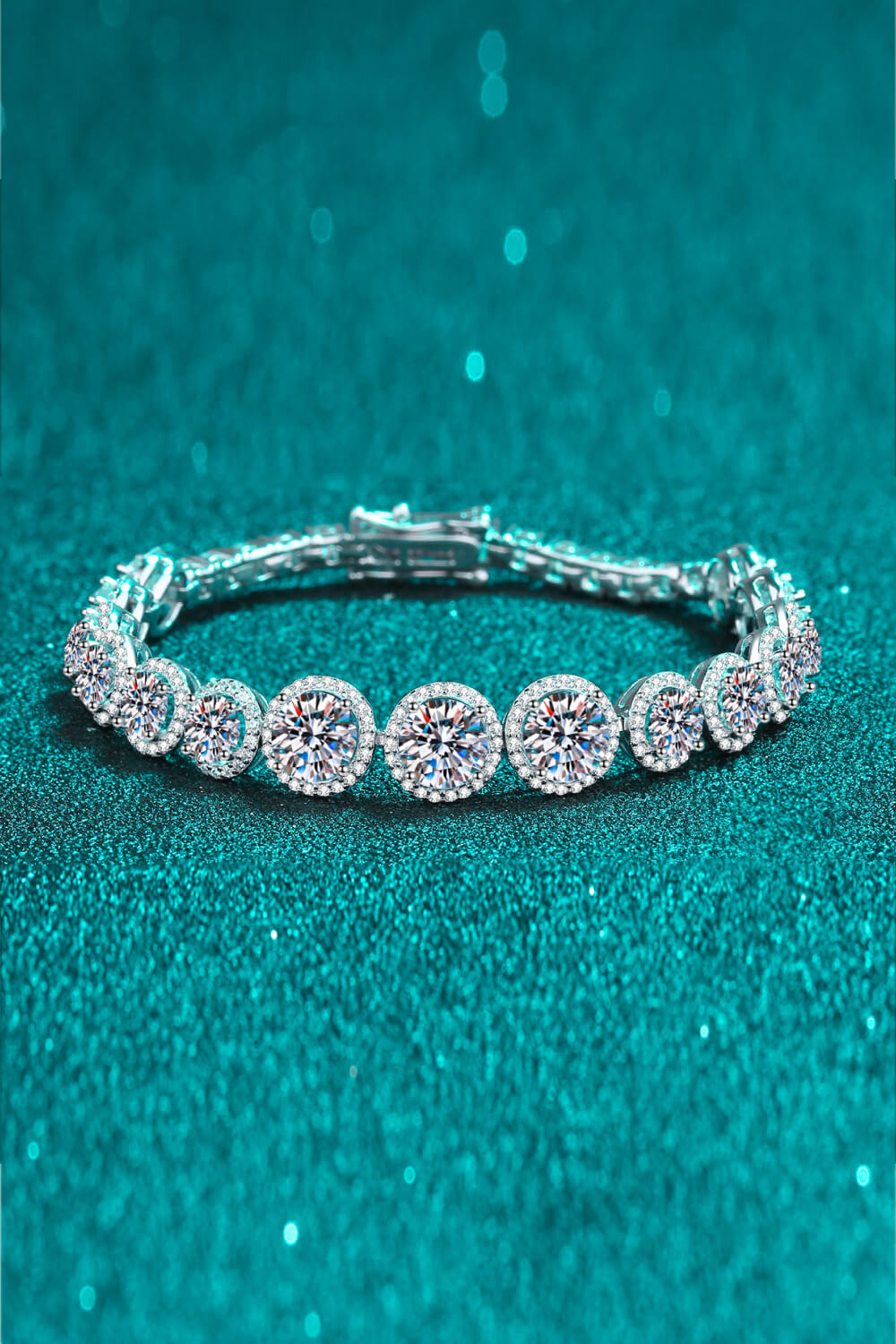 925 Sterling Silver moissanite bracelet with sparkling 10.4 carats of stones, elegant jewelry piece featuring a sleek design.