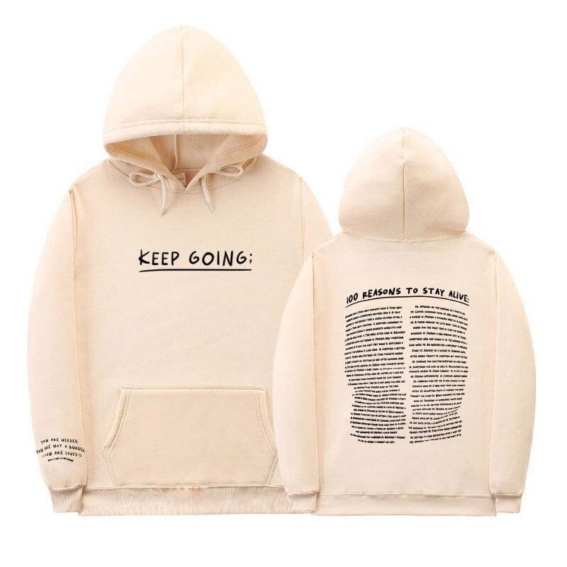 Printing Sweatshirt - Letter Printing Long-sleeved Drawstring Hooded Sweatshirt With PocketsWomens - Plush Fashion Shop #