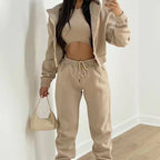 Cozy Fleece-Lined Hoodie Three-Piece Lounge Set