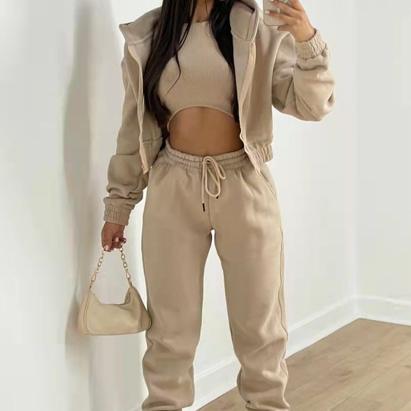Cozy fleece-lined hoodie and matching lounge pants from Plush Fashion Hub two-piece set, perfect for comfortable home wear.