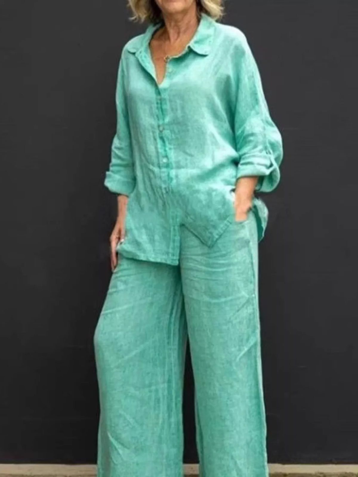 Plus size plush fashion hub loungewear set with long sleeve shirt and pants, comfortable and stylish for relaxed wear.