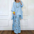 FitiqueFit irregular hem drop-shoulder top and wide-leg pants set in three colors, casual stylish clothing for women.