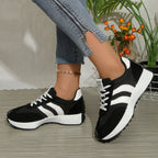 Women's round toe lace-up flat casual sneakers by Trendsi with comfortable PU leather upper and stylish design.