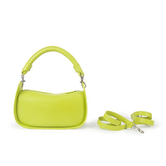 Female high-end retro diagonal handbag in green with unique belt decoration, artificial leather, and spacious interior.