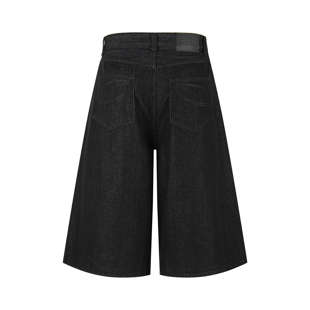 Western-Inspired Loose Wide-Leg Cropped Pants