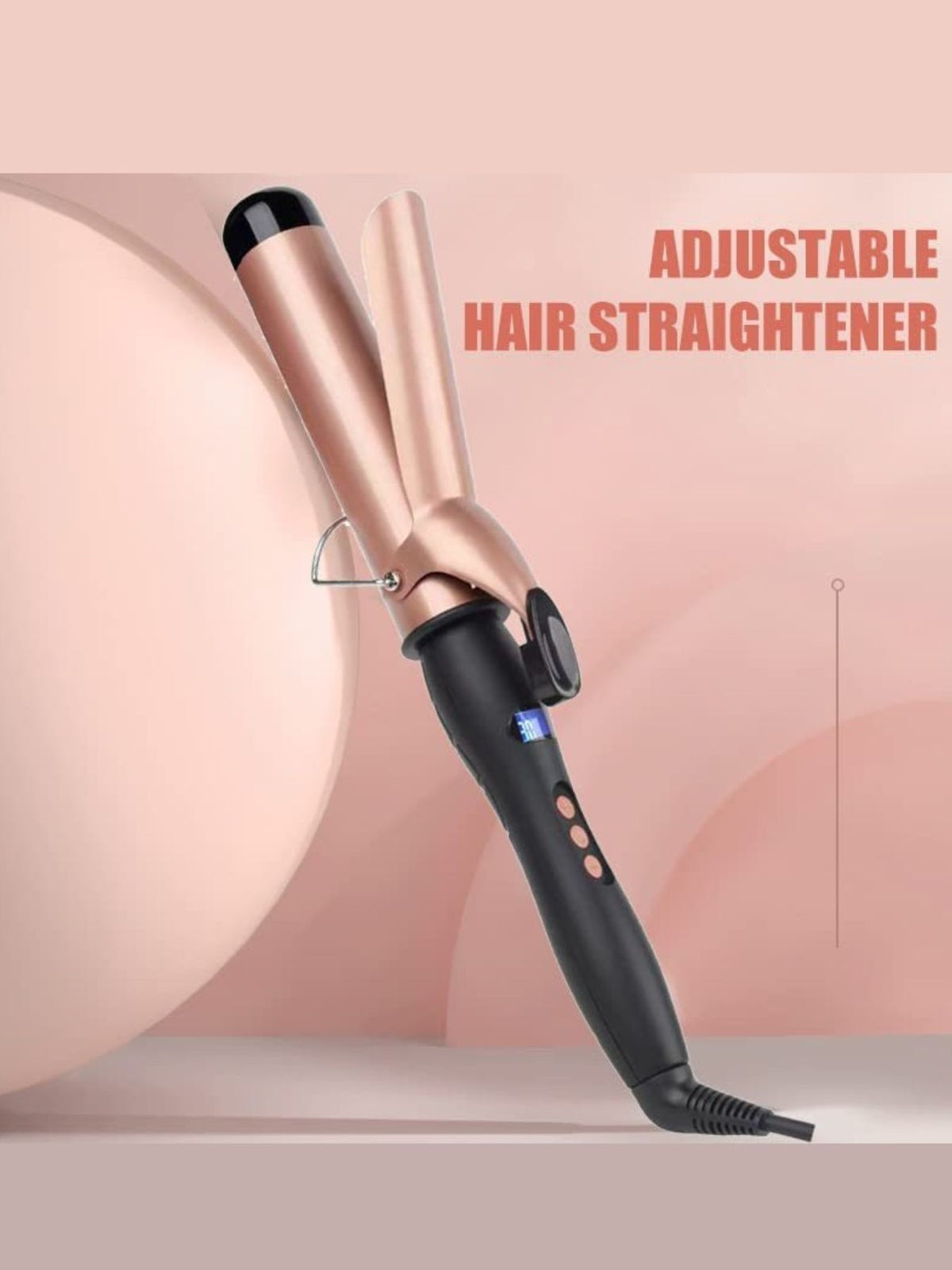 Ceramic curling iron by Plush Fashion Hub with anti-scald technology, fast heating, and professional hair styling features.