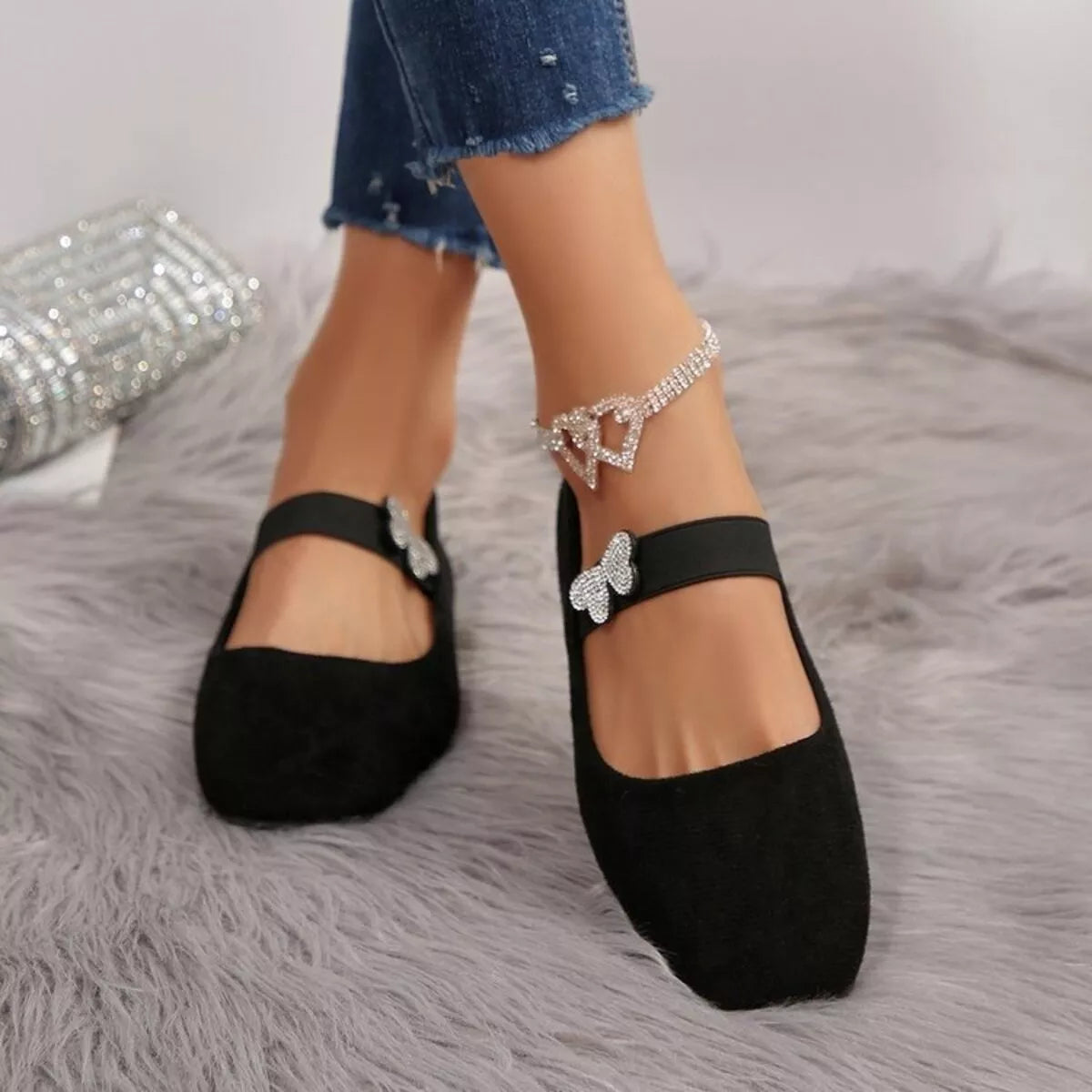 Trendsi square toe flats slip-on footwear featuring a sleek design and comfortable fit, perfect for casual or professional wear.