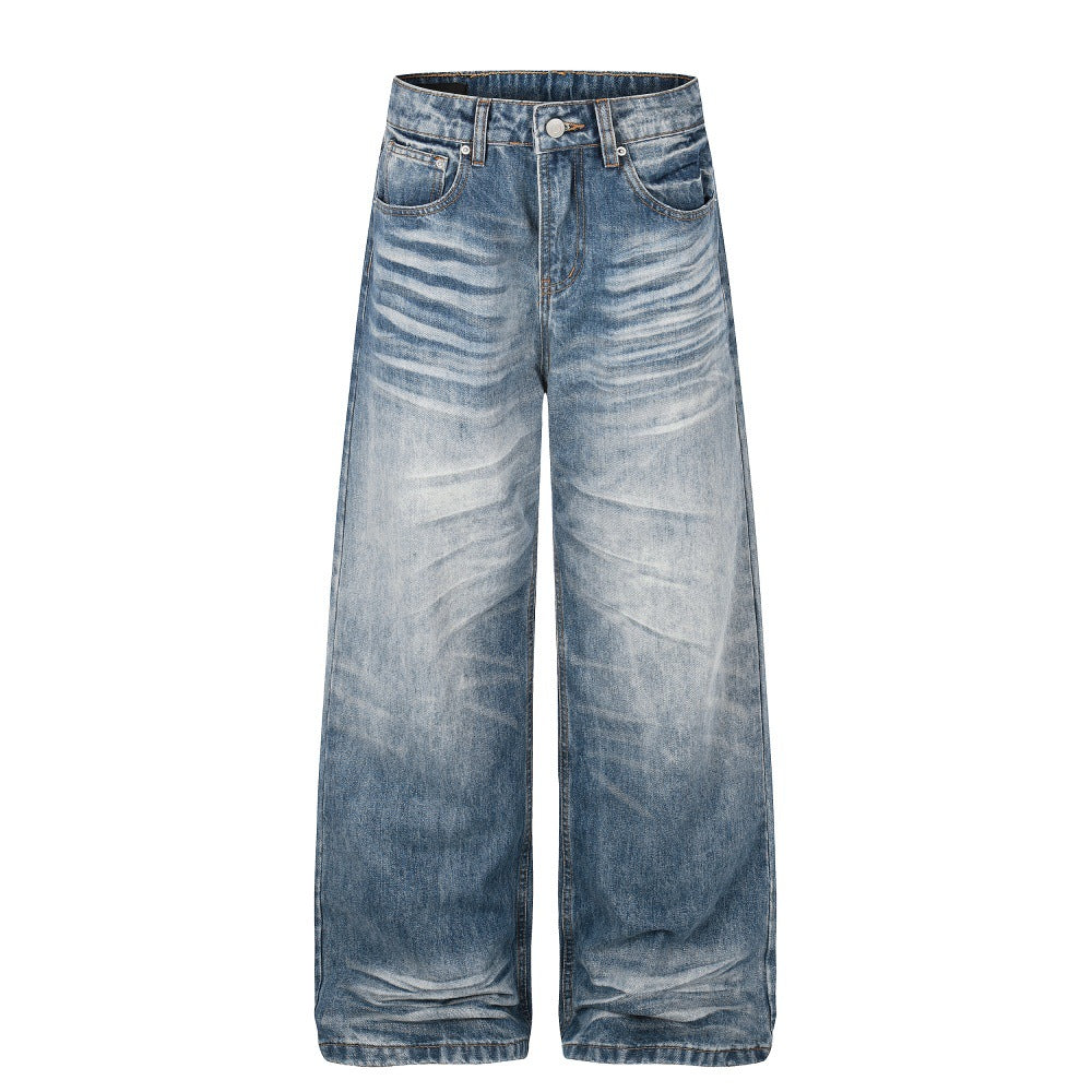 Eprolo gradient washed high-rise denim jeans with faded blue and darker denim accents, front view showing classic five-pocket design.