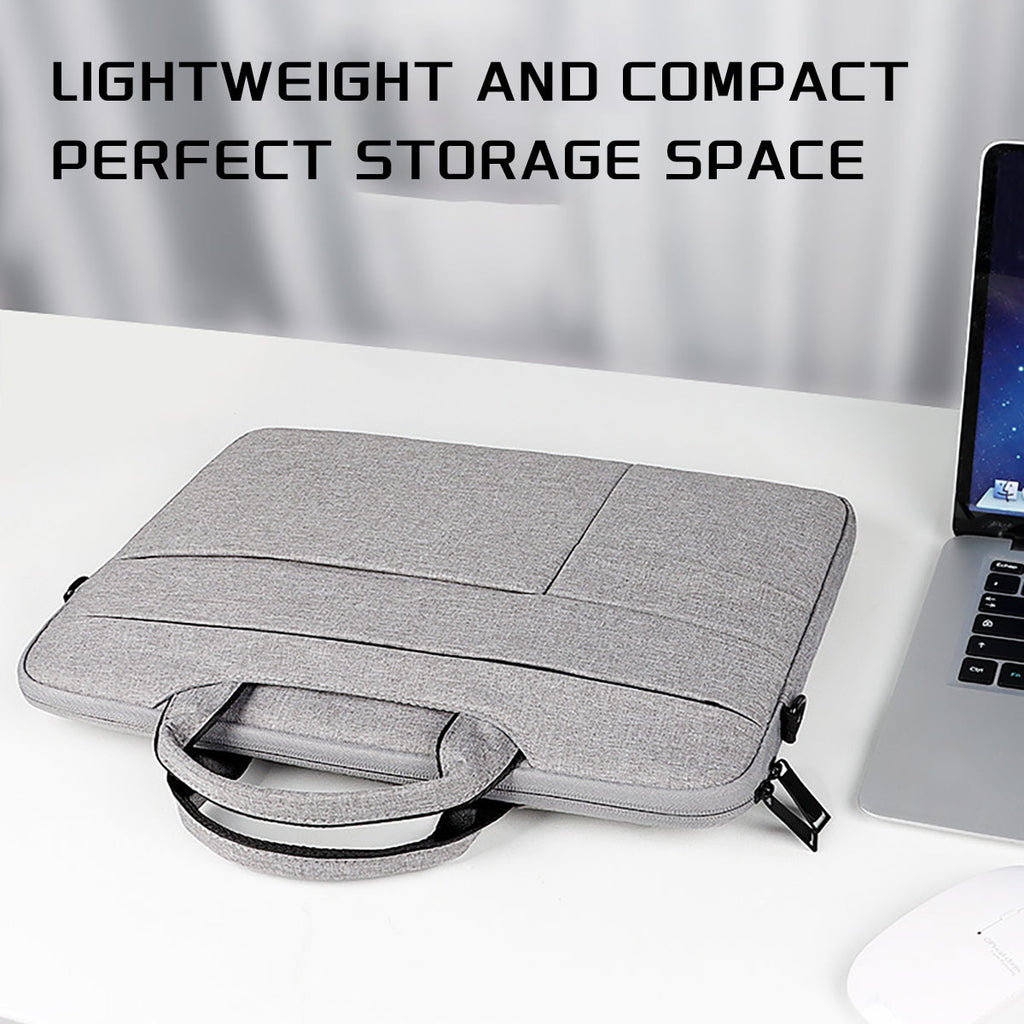 Pi-Mart 13-15.6 inch laptop bag with shoulder strap, black carrying case for business, school, or leisure use