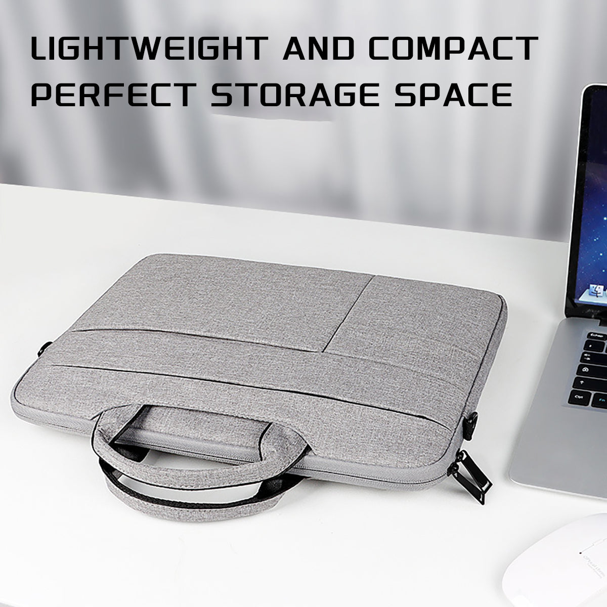 Pi-Mart 13-15.6 inch laptop bag with shoulder strap, black carrying case for business, school, or leisure use