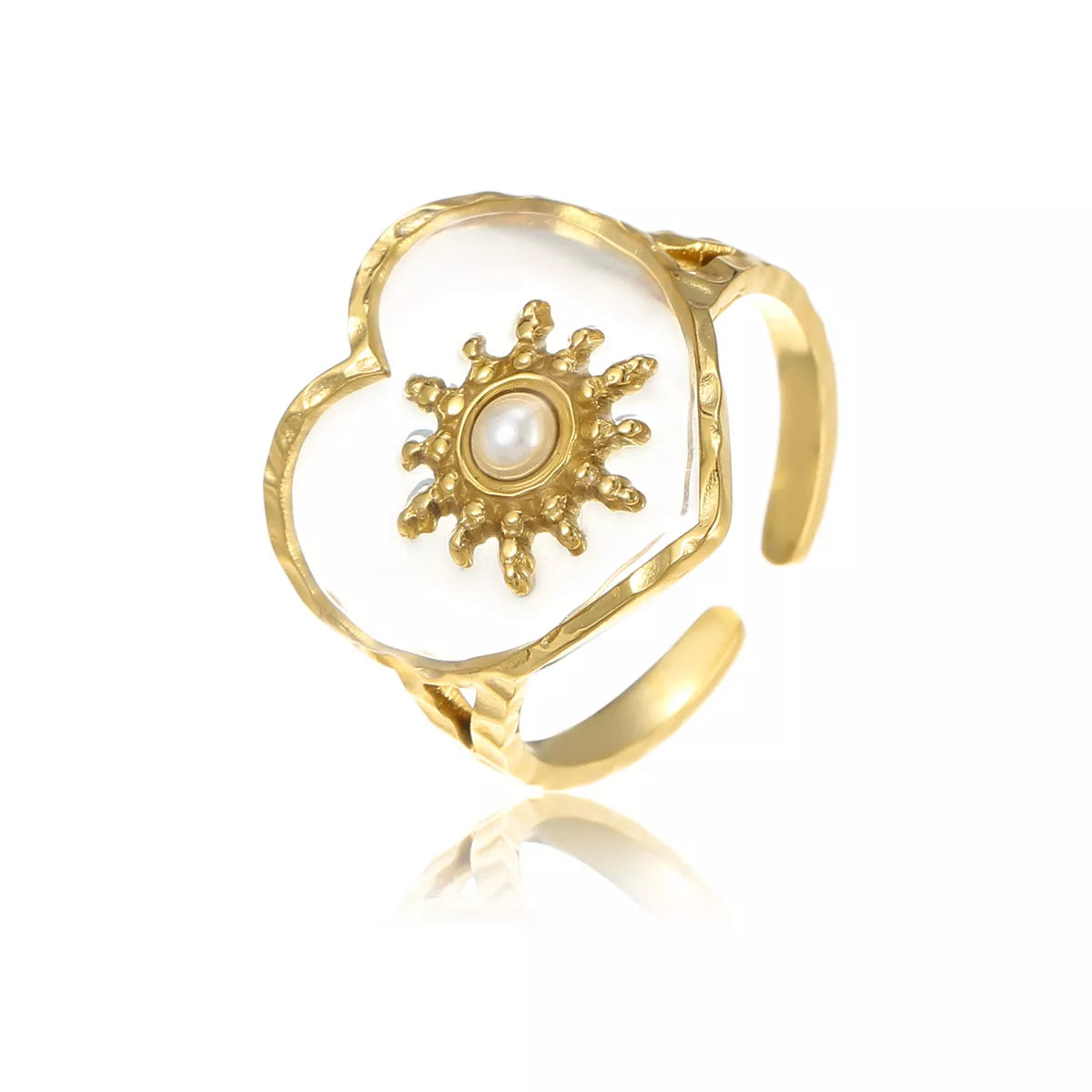 Gold-plated adjustable open ring from Plush Fashion Hub, featuring a sleek, modern design in 18K gold finish.